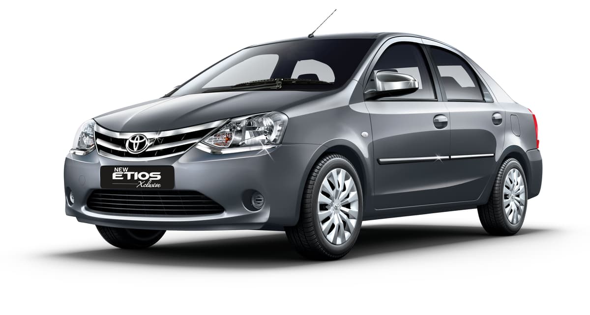 A photo of a Toyota Etios - Grey sedan.